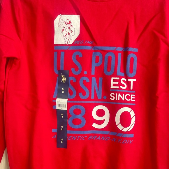 NWT U.S. Polo ASSN big kid Long Sleeve Dark Red USPA sweatshirt. #0170 - Picture 3 of 6